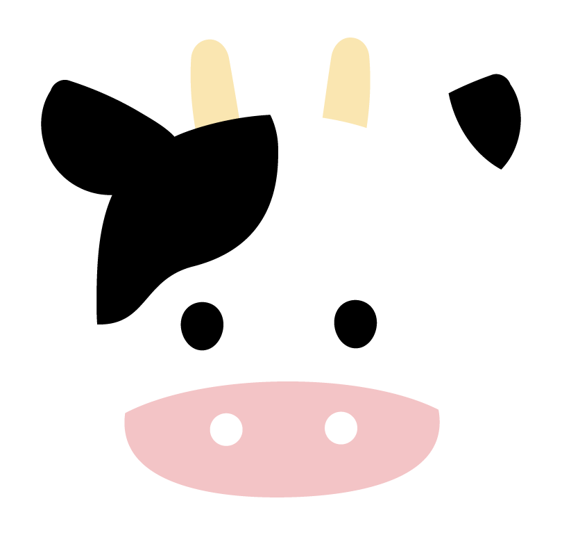 かわいい牛の顔のイラスト 2021年 令和3年 無料の年賀状デザイン