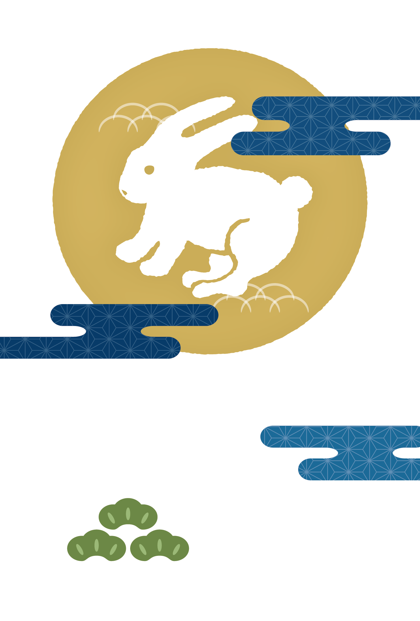 月とうさぎの和風デザインの年賀状テンプレート 23年 令和5年 無料の年賀状デザインテンプレート集