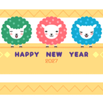 三色のひつじの2027年の年賀状テンプレート
