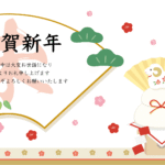 ひつじの置物と鏡餅などの2027年の年賀状テンプレート